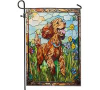Bandiere da giardino per cani Spring Irish Setter 30,5 x 45,7 cm, double face, per esterni, divertenti cuccioli in vetro colorato, bandiere verticali standard per casa, cortile, cortile, prato