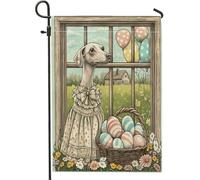 Bandiere da giardino per cani Whippet Spring Easter Whippet, 30,5 x 45,7 cm, double-face, per esterni, per cuccioli di Victoria Country, bandiere verticali standard per casa, fattoria, cortile