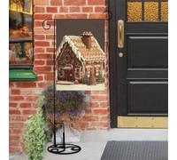 Bandiere da giardino per casa di pan di zenzero, 30,5 x 45,7 cm, doppia faccia, piccola bandiera da giardino, bandiere stagionali per Natale, fattoria, decorazioni esterne