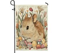 Bandiere da giardino per criceti pasquali primaverili, 30,5 x 45,7 cm, double face, decorative esterne, uova floreali vintage, bandiera per la casa, bandiera per la casa, divertente bandiera per