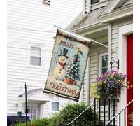 Bandiere da giardino per esterni, bandiera natalizia retrò con pupazzo di neve, leggera, 7,6 x 12,7 cm, per camera da letto, interni, bandiere da cortile su entrambi i lati e bandiere per barche per