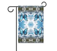 Bandiere da giardino per esterni, bandiere da giardino blu con stampa di farfalle e nuvole, per decorazioni esterne, bandiere da giardino per tutte le stagioni