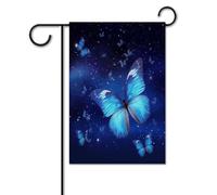 Bandiere da giardino per esterni, bandiere da giardino blu con stampa di farfalle stellate, per decorazioni esterne, bandiere da giardino per tutte le stagioni