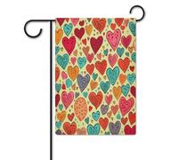 Bandiere da giardino per esterni, bandiere da giardino colorate con motivo a cuore, per decorazioni esterne, bandiere da giardino per tutte le stagioni