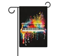 Bandiere da giardino per esterni, bandiere da giardino colorate con tastiera di pianoforte, stampe musicali, decorazioni per esterni, bandiere da giardino per tutte le stagioni