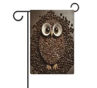 Bandiere da giardino per esterni, bandiere da giardino con stampa di gufo chicco di caffè, per decorazioni esterne, bandiere da giardino per tutte le stagioni