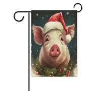 Bandiere da giardino per esterni, bandiere da giardino con stampa di maiale di Natale, per decorazioni esterne, bandiere da giardino per tutte le stagioni