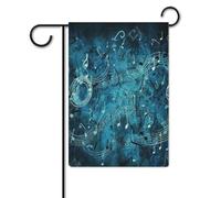 Bandiere da giardino per esterni, bandiere da giardino con stampa di note musicali blu, per decorazioni esterne, bandiere da giardino per tutte le stagioni