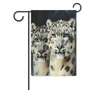 Bandiere da giardino per esterni, bandiere da giardino con stampa leopardo delle nevi dagli occhi blu, per decorazioni esterne, bandiere da giardino per tutte le stagioni
