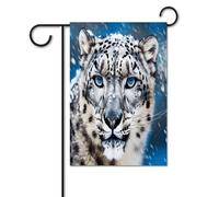 Bandiere da giardino per esterni, bandiere da giardino con stampa leopardo delle nevi dagli occhi blu, per decorazioni esterne, bandiere da giardino per tutte le stagioni