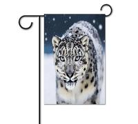 Bandiere da giardino per esterni, bandiere da giardino con stampa leopardo delle nevi dagli occhi blu, per decorazioni esterne, bandiere da giardino per tutte le stagioni