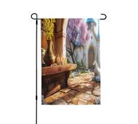 Bandiere da giardino per esterni, belle bandiere da giardino vivaci della città delle fiabe, perfette per Pasqua e decorazioni per esterni, bandiere primaverili per tutte le stagioni