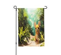 Bandiere da giardino per esterni, chihuahua nelle foreste tropicali, vivaci bandiere da cortile, perfette per Pasqua e decorazioni per esterni, bandiere primaverili per tutte le stagioni