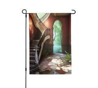 Bandiere da giardino per esterni, magnifiche bandiere da giardino con castello vivace, perfette per Pasqua e decorazioni per esterni, bandiere primaverili per tutte le stagioni