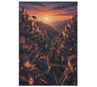 Bandiere da giardino per esterni personalizzate, bandiere da cortile su entrambi i lati, decorazioni per prato, patio, cortile, città al tramonto, 30,5 x 45,7 cm