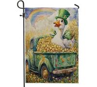 Bandiere da giardino per il giorno di San Patrizio, 30,5 x 45,7 cm, double face per esterni, bandiere per esterni in tela standard per fattoria, camion, gallo, decorazione per esterni, decorazione per