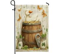 Bandiere da giardino per il giorno di San Patrizio con galline d'oca da 30,5 x 45,7 cm, double face, per esterni, decorazione rustica, divertente, motivo gallo, bandiera per casa, fattoria all'aperto