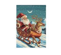 Bandiere da giardino per la casa, Babbo Natale, slitta con renne, striscione su entrambi i lati per cortile, feste in fattoria, decorazione stagionale per esterni, 30,5 x 45,7 cm