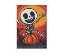 Bandiere da giardino per la casa, con scheletro carino danza e zucca, striscione stampato su entrambi i lati, decorazione per veranda della fattoria, decorazione per esterni, 30,5 x 45,7 cm