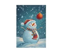 Bandiere da giardino per la casa, pupazzo di neve e palla di Natale su neve, striscioni stampa su entrambi i lati, decorazione per la casa di fattoria, portico, decorazione per la casa, 30,5 x 45,7 cm