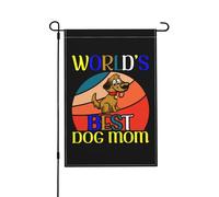 Bandiere da giardino per mamma cane migliori al mondo 12x18 pollici Bandiera da giardino a doppia faccia Bandiere decorative per prato domestico, patio, Vacanze stagionali, Bandiera di benvenuto all'a