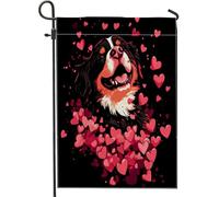 Bandiere da giardino per San Valentino con cane da montagna del Bernese, 30,5 x 45,7 cm, double face, decorazione per esterni, divertente bandiera per la casa, per amanti degli animali domestici