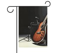 Bandiere da giardino per strumenti musicali a forma di chitarra, 30,5 x 45,7 cm, doppia faccia, bandiera estiva, bandiera floreale di benvenuto da giardino, decorazioni stagionali per le vacanze