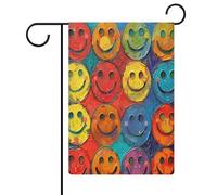 Bandiere da giardino personalizzate su entrambi i lati, con faccina sorridente, 30,5 x 45,7 cm, anti-pieghe, in tessuto di lino, bandiere da cortile personalizzate per casa colonica, patio, giardino