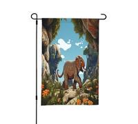 Bandiere da giardino primaverili a forma di elefante disegnate a mano per esterni, perfette per decorazioni pasquali e decorazioni primaverili all'aperto