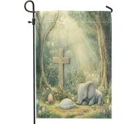 Bandiere da giardino primaverili con elefanti pasquali da 30,5 x 45,7 cm, double face, per esterni decorativi, stile vintage con uova di animali, bandiera per casa da cortile, scenica per esterni