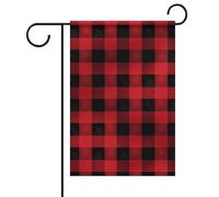 Bandiere da giardino primaverili e estive a quadri rossi e neri, 30 x 45 cm, double face, per esterni, bandiere e striscioni stagionali per esterni, per patio, cortile, terrazza, veranda, giardino