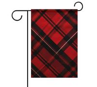 Bandiere da giardino primaverili e nere a quadri rossi e neri, 30 x 45 cm, double face, per esterni, bandiere e striscioni stagionali per patio, cortile, terrazza, veranda, giardino, terrazza, balcone