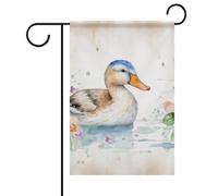 Bandiere da giardino primaverili ed estive con anatra ad acquerello, 30 x 45 cm, double face, per esterni, bandiere stagionali e striscioni per patio, cortile, terrazza, veranda, giardino, terrazza