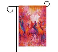 Bandiere da giardino primaverili estive con cavalli con personaggi 12 x 18 su entrambi i lati per esterni, bandiere stagionali e striscioni per patio, cortile, terrazza, veranda, giardino, terrazza
