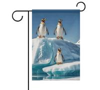Bandiere da giardino primaverili estive con pinguini sull'iceberg, 30 x 45 cm, double face, per esterni, bandiere stagionali e striscioni per patio, cortile, terrazza, veranda, giardino, terrazza