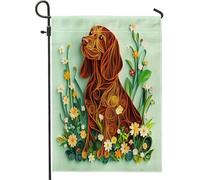 Bandiere da giardino primaverili irlandesi per cani, 30,5 x 45,7 cm, double face, decorative esterne, divertenti cuccioli di animali, bandierine per la casa, in tela, per animali domestici, piccoli