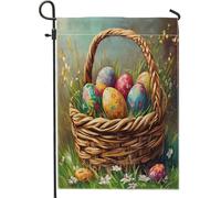 Bandiere da giardino primaverili pasquali, 30,5 x 45,7 cm, double face, per decorazione esterna, uova di campagna con fiori di campagna, bandiera per casa, fattoria vacanza all'aperto, piccola