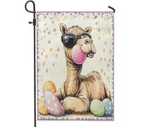 Bandiere da giardino primaverili pasquali cammello fauna selvatica 30,5 x 45,7 cm, double face, divertenti animali selvatici uova Groovy Bandiere standard in tela per esterni, decorazione per esterni
