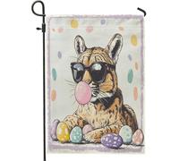 Bandiere da giardino primaverili pasquali cougar fauna selvatica 30,5 x 45,7 cm, double face per esterni, divertenti animali selvatici uova Groovy Bandiere standard in tela per esterni, decorazione