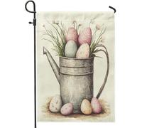 Bandiere da giardino primaverili per annaffiatoio pasquale, 30 x 45 cm, double face, per esterni, uova di campagna in stile rustico, bandiere standard per esterni, decorazione per prato
