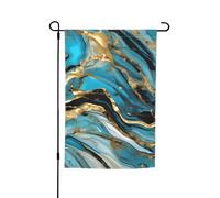 Bandiere da giardino resistenti allo sbiadimento con stampa in marmo blu turchese oro bandiera per tutte le stagioni decorazione esterna del cortile per portici