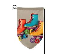 Bandiere da giardino retrò colorate con pattini a rotelle verticali a doppia faccia bandiera per casa 30,5 x 45,7 cm primavera estate stagionale cortile bandiera per vacanze fattoria cortile