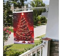 Bandiere da giardino rosse per esterni divertenti banner albero di Natale bandiera da giardino rossa stampa su entrambi i lati bandiera da giardino di benvenuto banner da giardino per casa prato