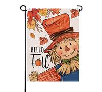 Bandiere da giardino Scarecrow Maple Leaves Rustic Fall Bandiera da
