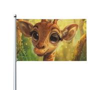 Bandiere Da Giardino Simpatica Giraffa In Una Natura Selvaggia E Soleggiata Garden Flag Premium Outdoor Flag Doppia Cucitura Bandiera Da Cortile Per Camera Da Letto Interno Sbarra 90X150Cm