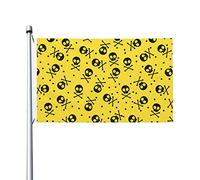 Bandiere Da Giardino Skull And Yellow Background Pride Flag Durevole Bandiera Dell'Orgoglio Colore Vivido Bandiere Da Cortile Per Esterno Portico Prato 152X90CM