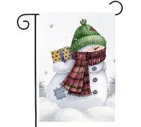 Bandiere Da Giardino Snowman With Hat Scarf Gift Snowy Christmas Winter Pride Flag Resistente Intemperie Bandiera Decorativa Premium Bandieradacortile Per Prato Portico Celebrazioni 30X45Cm