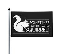 Bandiere Da Giardino Sometimes I Get Distracted Squirrel Bandiere Decorative Lavabile Banner Giardino Durevole Bandiera Da Cortile Per Esterna Fattoria Prato 90X150 CM