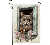 Bandiere da giardino Spring British Shorthair Cats 30,5 x 45,7 cm, double face, per esterni, divertenti finestre floreali, cortile, cortile, bandiere verticali per casa, gattini e animali domestici