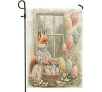 Bandiere da giardino Spring Easter Fox 30,5 x 45,7 cm, double-face, per esterni, stile Victoria Country Animal Standard, bandiere verticali per casa, fattoria vintage cortile cortile cortile prato